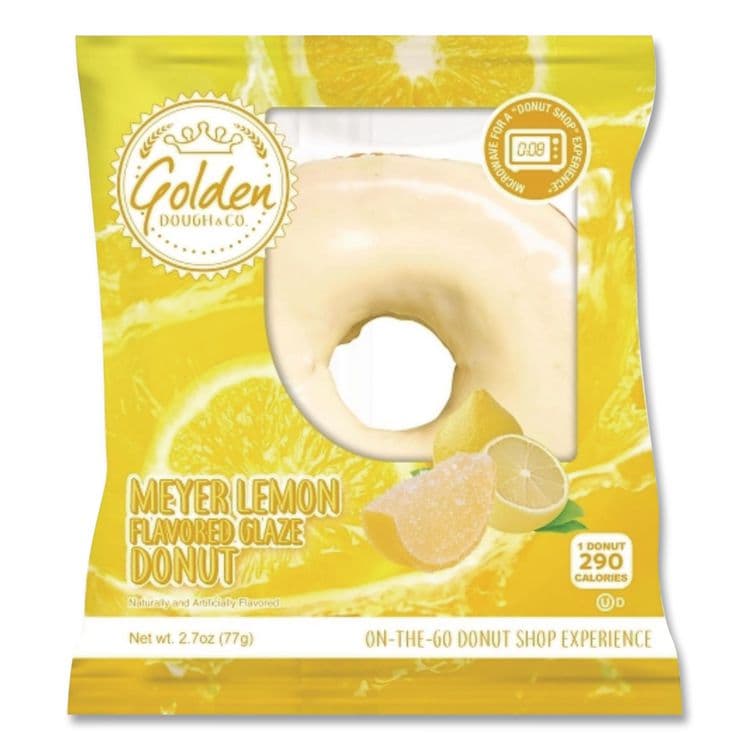 GOLDEN DOUGH FOODS Meyer Lemon Glazed Donut, Lemon, 2.7 oz Individually Wrapped, 7 Donuts/Carton (GRR30700396)