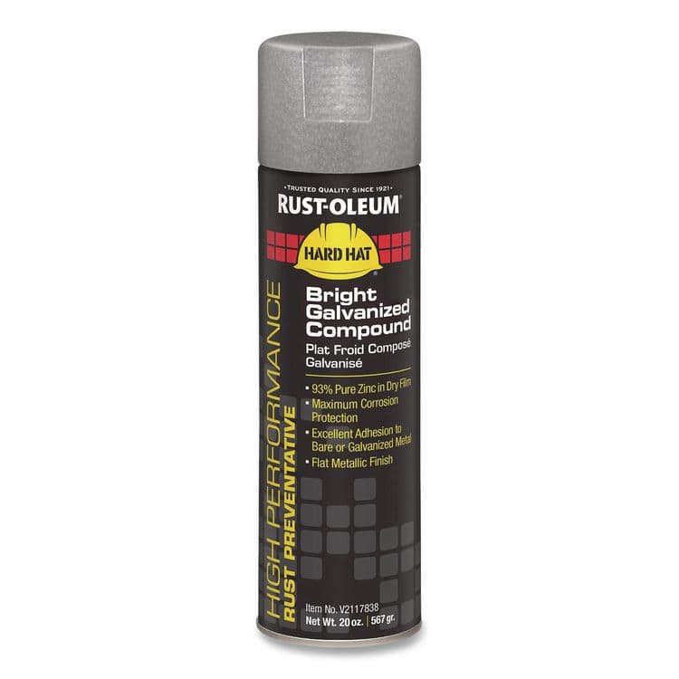 RUST-OLEUM CORPORATION Hard Hat High Performance V2100 System Rust Preventive Bright Galvanizing Compound, Gloss Gray, 20 oz Aerosol Can, 6/CT (RSTV2117838)