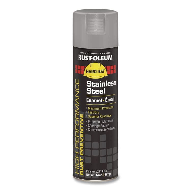 RUST-OLEUM CORPORATION Hard Hat High Performance V2100 System Rust Preventive Enamel Spray Paint, Flat Stainless Steel, 15 oz Aerosol Can, 6/Carton (RSTV2119838)
