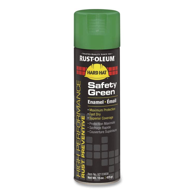 RUST-OLEUM CORPORATION Hard Hat High Performance V2100 System Rust Preventive Enamel Spray Paint, Gloss Safety Green, 15 oz Aerosol Can, 6/Carton (RSTV2133838)