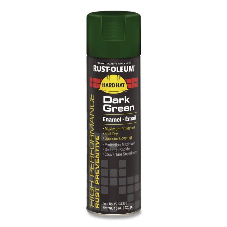 RUST-OLEUM CORPORATION Hard Hat High Performance V2100 System Rust Preventive Enamel Spray Paint, Gloss Dark Green, Aerosol Can, 6/Carton (RSTV2137838)