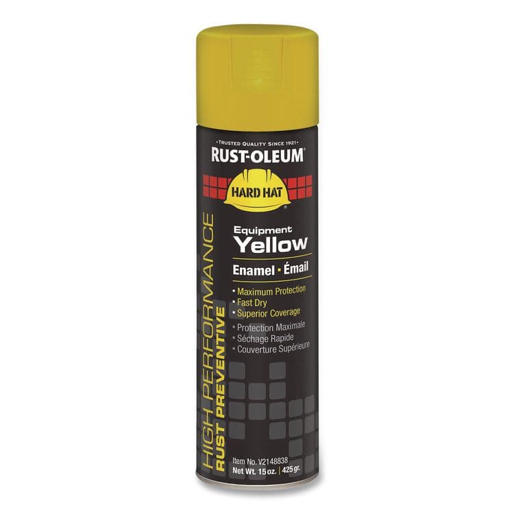 RUST-OLEUM CORPORATION Hard Hat High Performance V2100 System Rust Preventive Enamel Spray Paint, Gloss Equipment Yellow,15 oz Aerosol Can, 6/Carton (RSTV2148838)