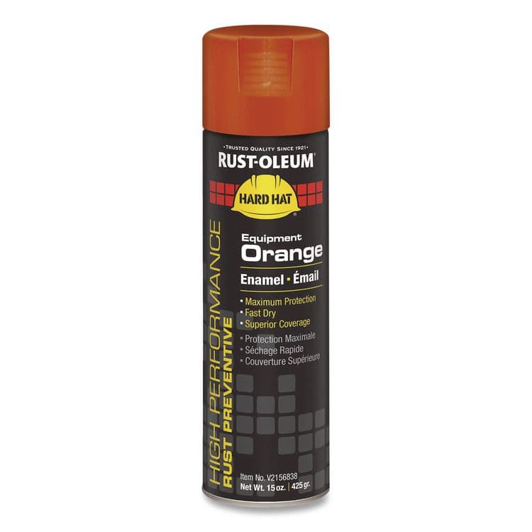 RUST-OLEUM CORPORATION Hard Hat High Performance V2100 System Rust Preventive Enamel Spray Paint, Gloss Equipment Orange,15 oz Aerosol Can, 6/Carton (RSTV2156838)