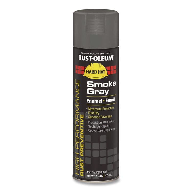 RUST-OLEUM CORPORATION Hard Hat High Performance V2100 System Rust Preventive Enamel Spray Paint, Gloss Smoke Gray, 15 oz Aerosol Can, 6/Carton (RSTV2188838)