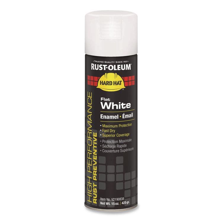 RUST-OLEUM CORPORATION Hard Hat High Performance V2100 System Rust Preventive Enamel Spray Paint, Flat White, 15 oz. Aerosol Can, 6/Carton (RSTV2190838)