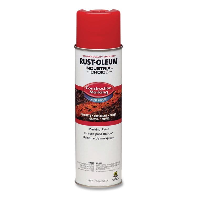 RUST-OLEUM CORPORATION Industrial Choice M1400 System Water-Based Construction Marking Paint, Gloss Safety Red, 17 oz Aerosol Can, 12/Carton (RST264696)