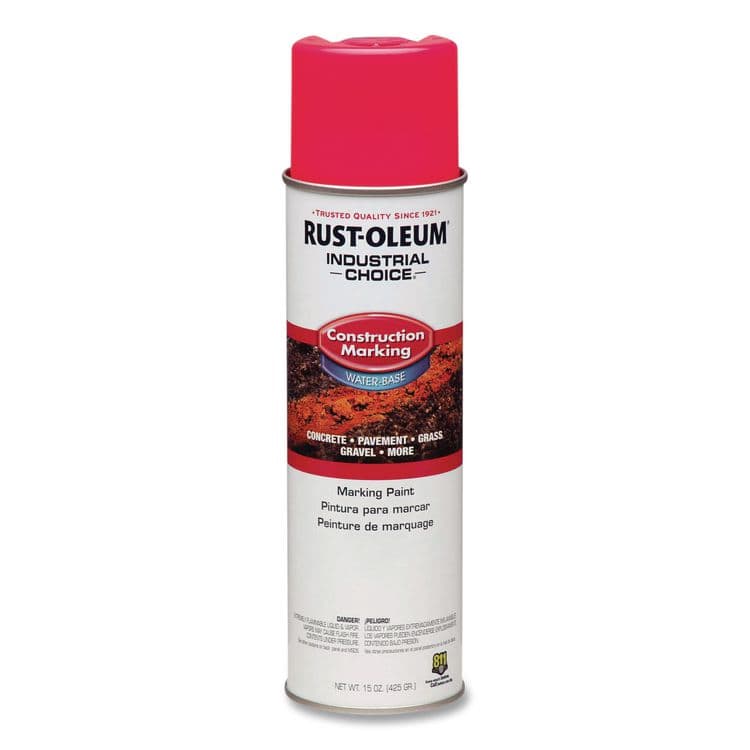 RUST-OLEUM CORPORATION Industrial Choice M1400 System Water-Based Construction Marking Paint, Gloss Fluorescent Pink, 17 oz Aerosol Can, 12/Carton (RST264702)