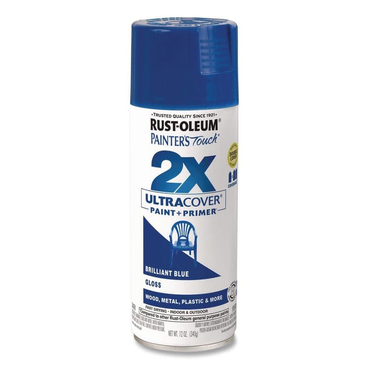 RUST-OLEUM CORPORATION Painter's Touch 2X Ultra Cover Spray Paint, Gloss Brilliant Blue, 12 oz Aerosol Can, 6/Carton (RST334027)