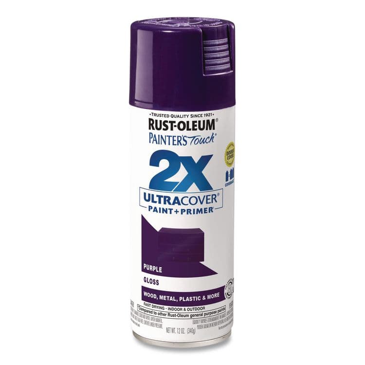 RUST-OLEUM CORPORATION Painter's Touch 2X Ultra Cover Spray Paint, Gloss Purple, 12 oz Aerosol Can, 6/Carton (RST334042)