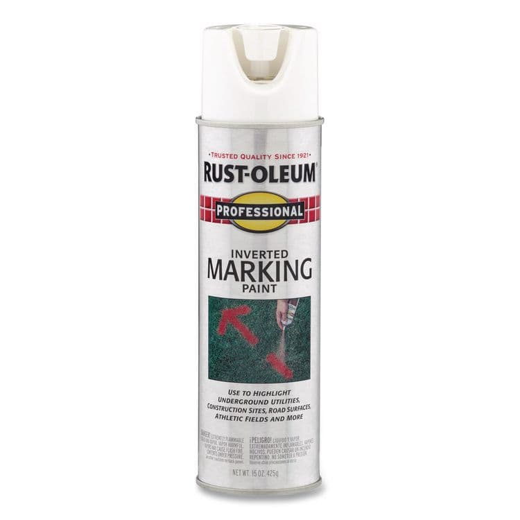 RUST-OLEUM CORPORATION Inverted Marking Spray Paint, Flat White, 15 oz Aerosol Can, 6/Carton (RST2592838)