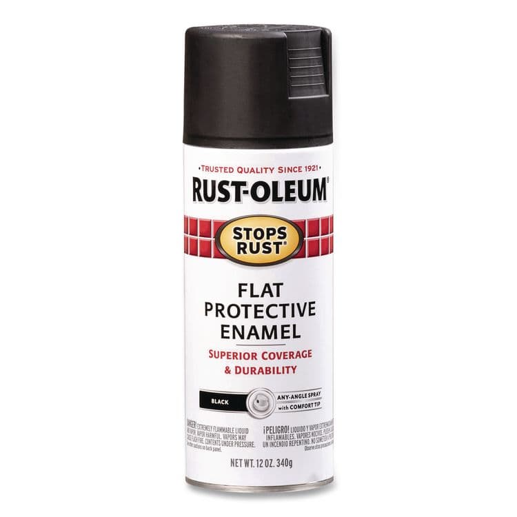 RUST-OLEUM CORPORATION Stops Rust Spray Paint, Flat Black, 12 oz Aerosol Can, 6/Carton (RST7776830)