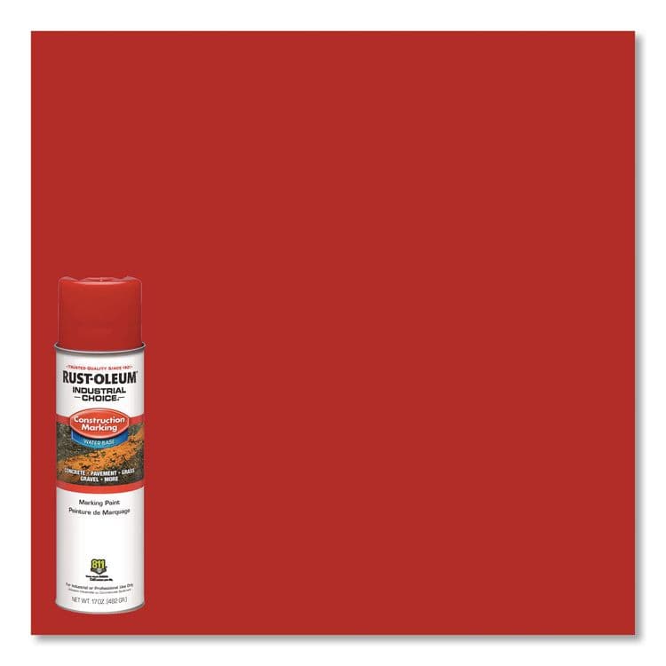 RUST-OLEUM CORPORATION Industrial Choice M1400 System Water-Based Construction Marking Paint, Gloss Safety Red, 17 oz Aerosol Can, 12/Carton (RST264696) thumbnail 3