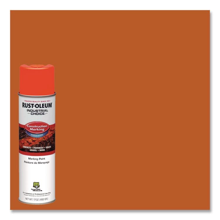 RUST-OLEUM CORPORATION Industrial Choice M1400 System Water-Based Construction Marking Paint, Gloss Fluorescent Red-Orange, 17 oz Aerosol Can, 12/CT (RST264699) thumbnail 3