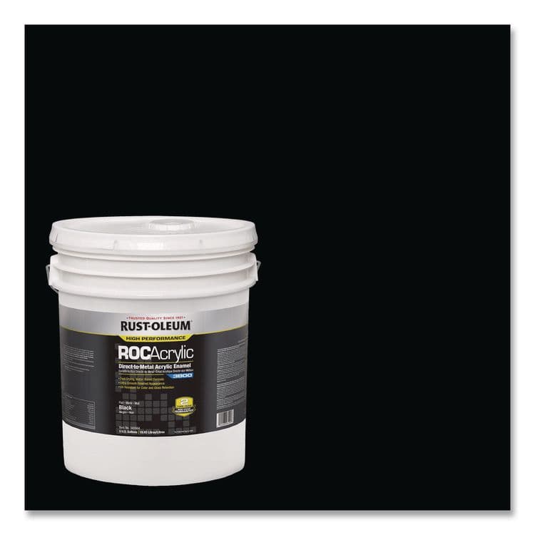 RUST-OLEUM CORPORATION High Performance ROC Acrylic Direct to Metal Paint, Flat Black, 5 gal Bucket/Pail (RST340664) thumbnail 3