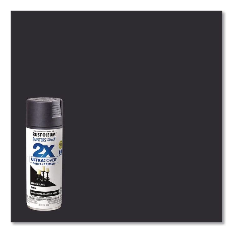 RUST-OLEUM CORPORATION Painter's Touch 2X Ultra Cover Spray Paint, Satin Canyon Black, 12 oz Aerosol Can, 6/Carton (RST346951) thumbnail 3