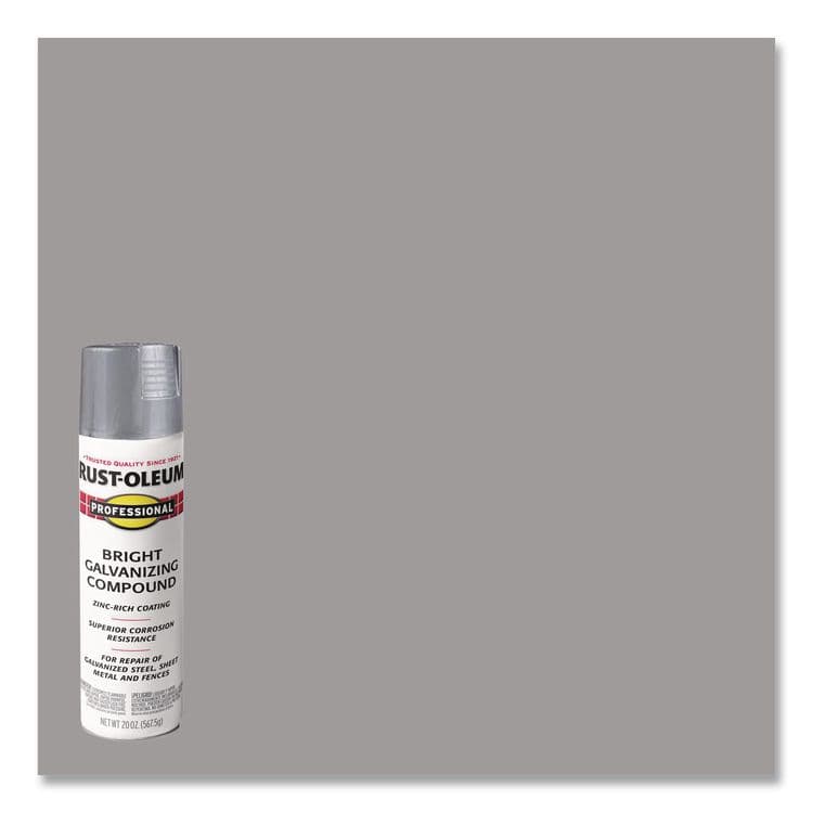 RUST-OLEUM CORPORATION Professional Galvanizing Compound, Flat Bright Gray, 20 oz Aerosol Can, 6/Carton (RST7584838) thumbnail 3