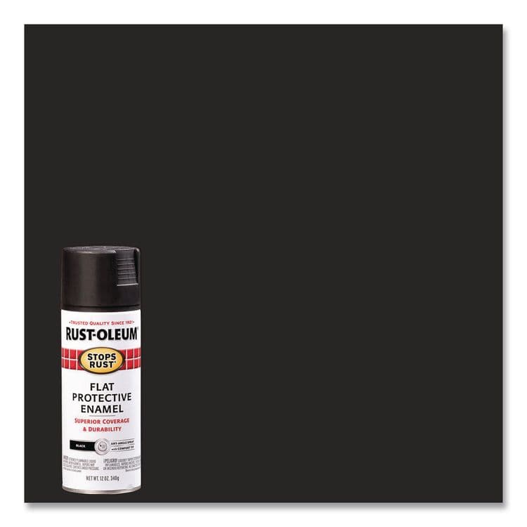 RUST-OLEUM CORPORATION Stops Rust Spray Paint, Flat Black, 12 oz Aerosol Can, 6/Carton (RST7776830) thumbnail 3