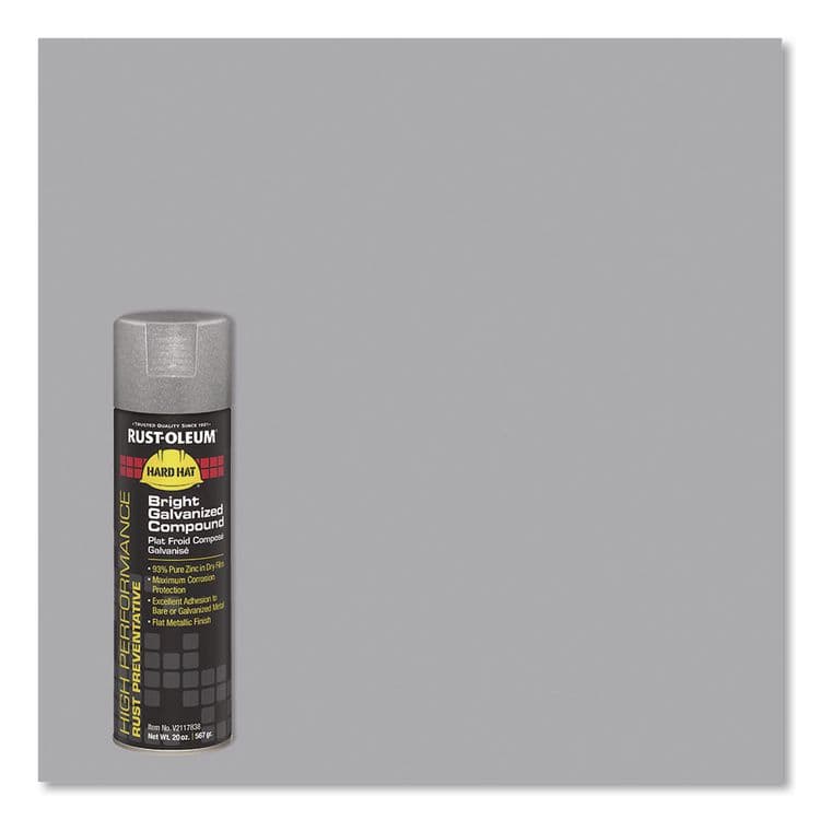 RUST-OLEUM CORPORATION Hard Hat High Performance V2100 System Rust Preventive Bright Galvanizing Compound, Gloss Gray, 20 oz Aerosol Can, 6/CT (RSTV2117838) thumbnail 3