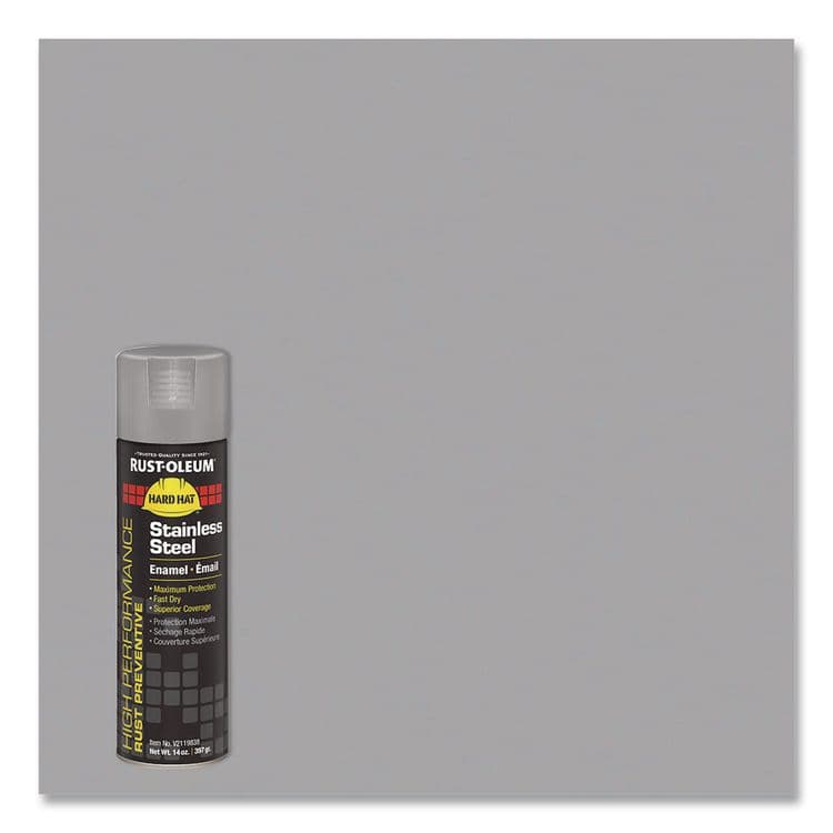 RUST-OLEUM CORPORATION Hard Hat High Performance V2100 System Rust Preventive Enamel Spray Paint, Flat Stainless Steel, 15 oz Aerosol Can, 6/Carton (RSTV2119838) thumbnail 3