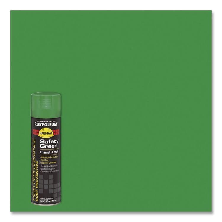 RUST-OLEUM CORPORATION Hard Hat High Performance V2100 System Rust Preventive Enamel Spray Paint, Gloss Safety Green, 15 oz Aerosol Can, 6/Carton (RSTV2133838) thumbnail 3
