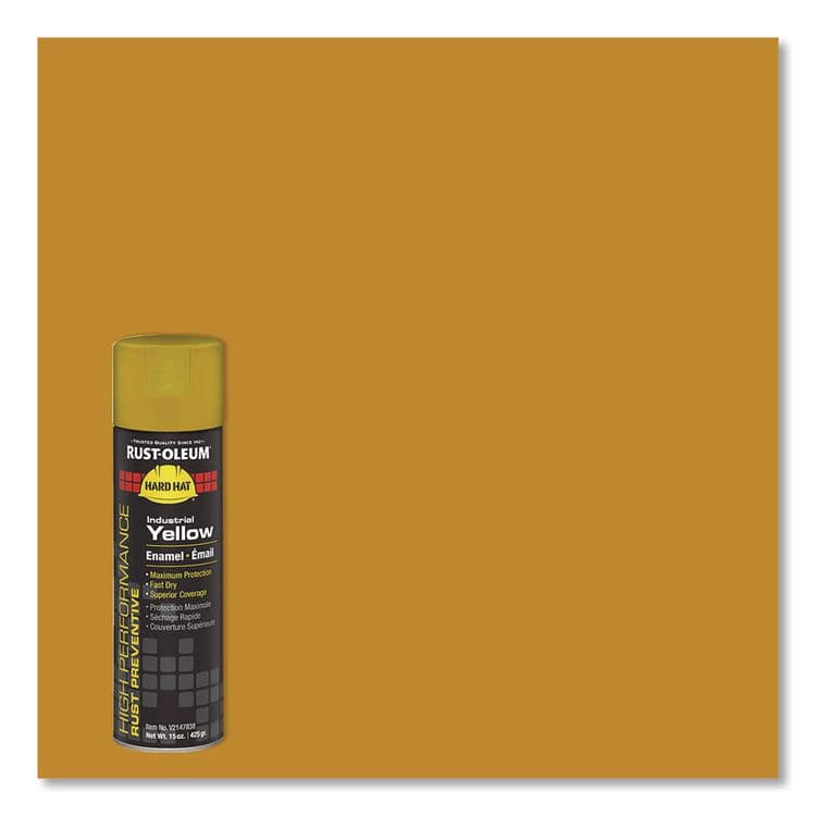 RUST-OLEUM CORPORATION Hard Hat High Performance V2100 System Rust Preventive Enamel Spray Paint, Gloss Industrial Yellow, 15 oz Aerosol Can, 6/CT (RSTV2147838) thumbnail 3