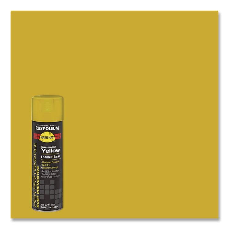 RUST-OLEUM CORPORATION Hard Hat High Performance V2100 System Rust Preventive Enamel Spray Paint, Gloss Equipment Yellow,15 oz Aerosol Can, 6/Carton (RSTV2148838) thumbnail 3