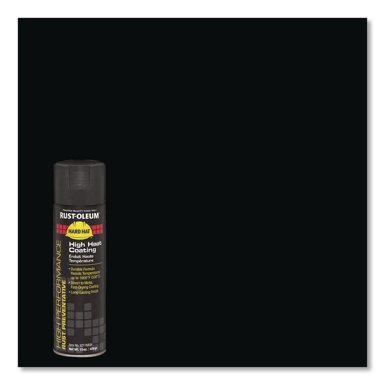 RUST-OLEUM CORPORATION Hard Hat High Performance V2100 System Rust Preventive Enamel Spray Paint, Flat High Heat Black, 15 oz Aerosol Can, 6/Carton (RSTV2176838) thumbnail 3