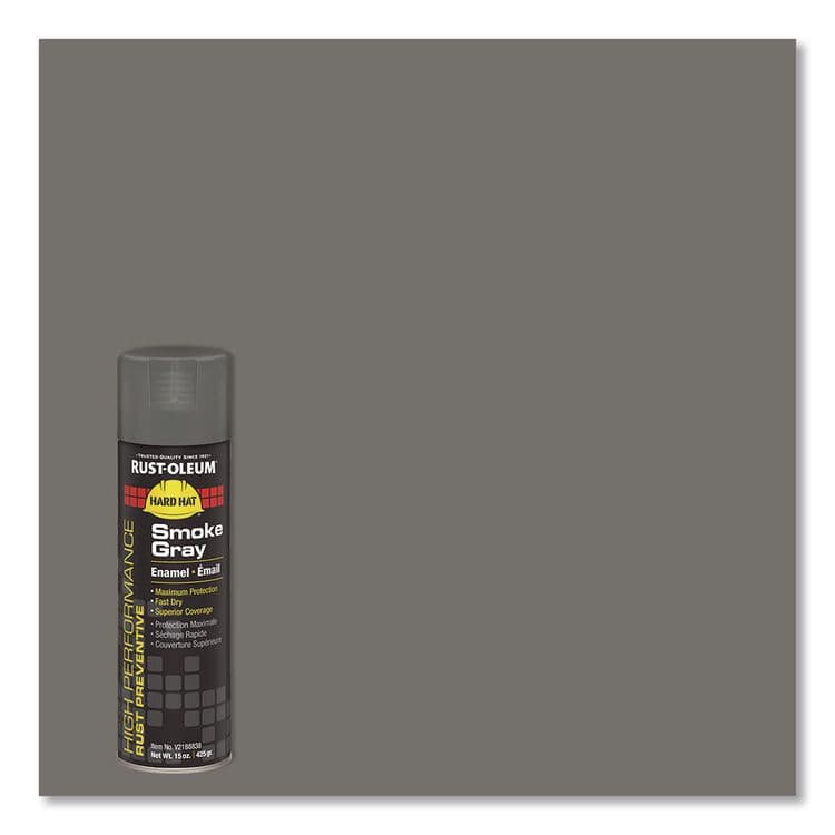 RUST-OLEUM CORPORATION Hard Hat High Performance V2100 System Rust Preventive Enamel Spray Paint, Gloss Smoke Gray, 15 oz Aerosol Can, 6/Carton (RSTV2188838) thumbnail 3