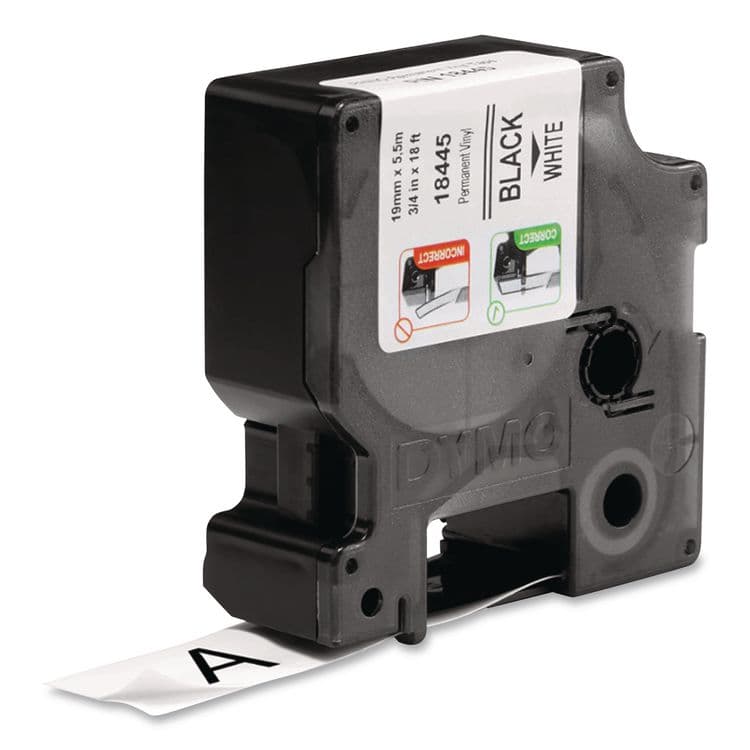 DYMO Rhino Permanent Vinyl Industrial Label Tape, 0.75" x 18 ft, White/Black Print (DYM18445) thumbnail 3