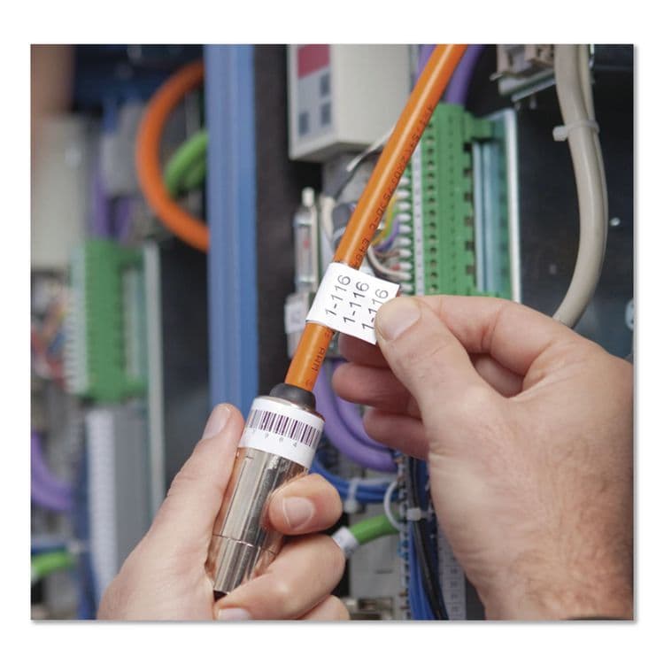 DYMO Rhino Permanent Vinyl Industrial Label Tape, 0.75" x 18 ft, White/Black Print (DYM18445) thumbnail 4