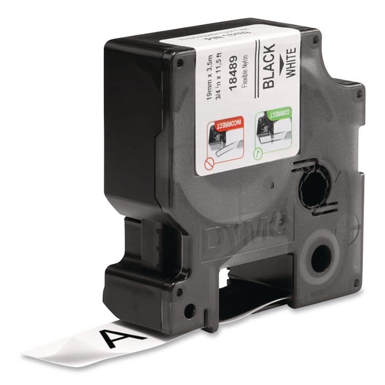 DYMO Rhino Flexible Nylon Industrial Label Tape, 0.75" x 11.5 ft, White/Black Print (DYM18489) thumbnail 2
