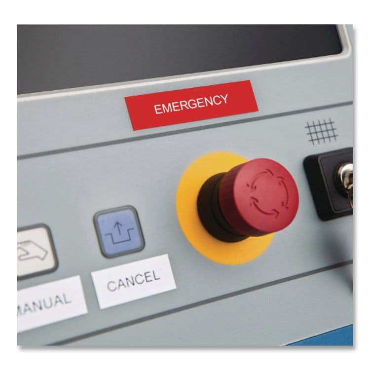 DYMO Rhino Permanent Vinyl Industrial Label Tape, 0.5" x 18 ft, Red/White Print (DYM1805416) thumbnail 3