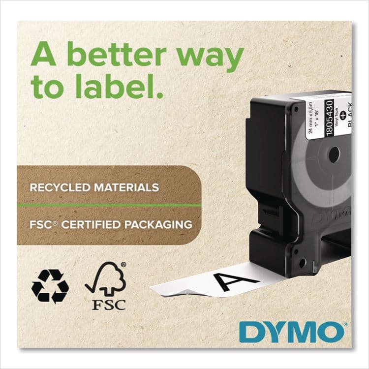 DYMO Rhino Permanent Vinyl Industrial Label Tape, 1" x 18 ft, White/Black Print (DYM1805430) thumbnail 3