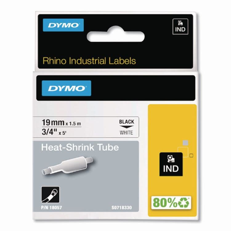 DYMO Rhino Heat Shrink Tubes Industrial Label Tape, 0.75" x 5 ft, White/Black Print (DYM18057) thumbnail 2
