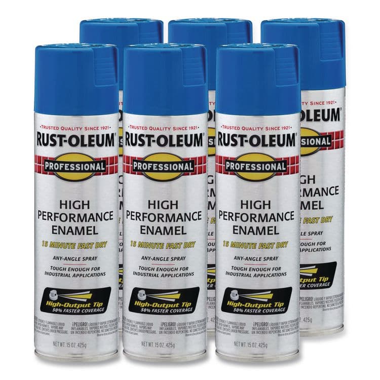 RUST-OLEUM CORPORATION Professional Spray Paint, Gloss Safety Blue, 15 oz Aerosol Can, 6/Carton (RST7524838CT)
