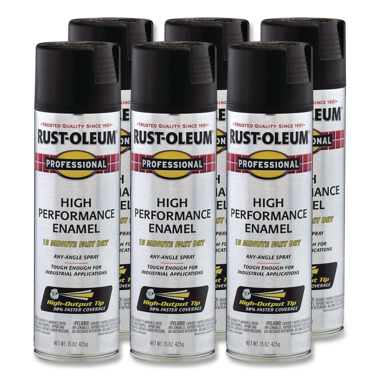 RUST-OLEUM CORPORATION Professional Spray Paint, Flat Black, 15 oz Aerosol Can, 6/Carton (RST7578838CT)