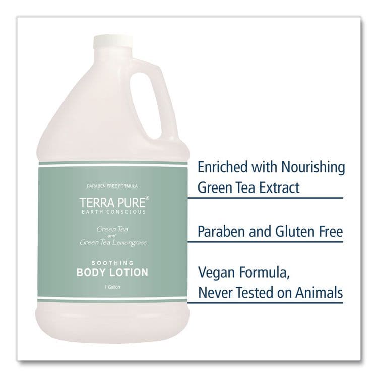 DIVERSIFIED HOSPITALITY SOLUTIONS, LTD. Terra Pure Lotion Gallon, 1 gal Bottle, Green Tea and Lemongrass Scent (DHS002270EA) thumbnail 3