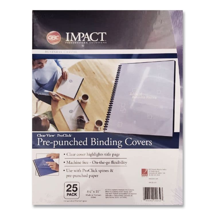 ACCO BRANDS, . VeloBind Clear View Pre-Punched Presentation Covers, Plastic, Square Corners, 11 x 8.5, Clear, 25/Pack (GBC9743070)