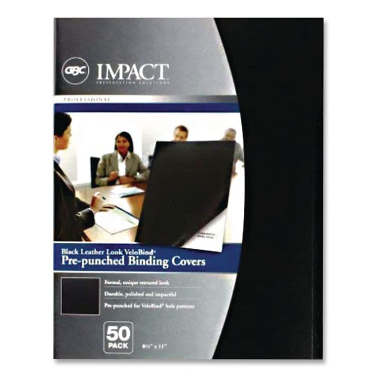 ACCO BRANDS, . VeloBind Pre-Punched Presentation Covers with Leatherlike Texture, Paper, Square Corners, 11 x 8.5, Black, 50/Pack (GBC9742230) thumbnail 2