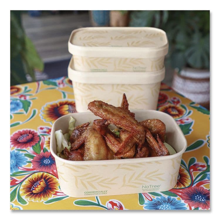 WORLD CENTRIC Paper Lids for Containers, 4.7 x 6.8 x 0.8, Natural, Paper, 300/Carton (WORCTLNT16) thumbnail 2