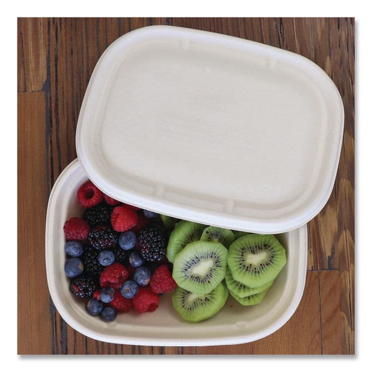 WORLD CENTRIC Fiber Lids for Fiber Containers, 8.9 x 6.9 x 0.4, Natural, Paper, 400/Carton (WORCTLSCU3LF) thumbnail 2