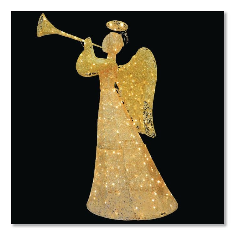 NATIONAL TREE COMPANY Champagne Angel Decoration, AC Powered, Warm White LED Lights, 18" x 33" x 60", Champagne (NTTDF210004C) thumbnail 3