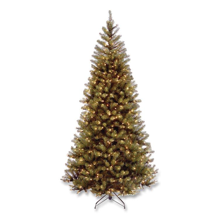 NATIONAL TREE COMPANY Pre-Lit Aspen Spruce Slim Tree, 38" x 38" x 72", Green Tree, Green Tree Stand (NTTAP730060)