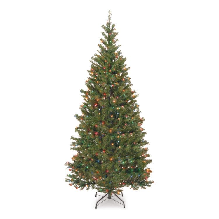 NATIONAL TREE COMPANY Pre-Lit Aspen Spruce Slim Tree, 48" x 48" x 90", Green Tree, Green Tree Stand (NTTAP730175)