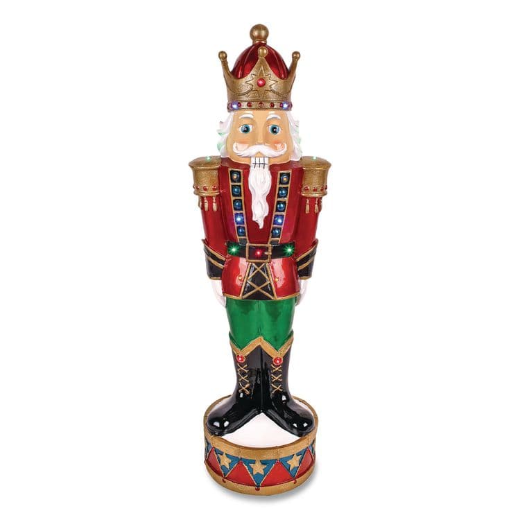 NATIONAL TREE COMPANY Nutcracker Christmas Decor, AC Powered, Blue/Green/Red/Yellow LED Lights, 10" x 11.37" x 36.5", Red (NTTBG18492AR1)