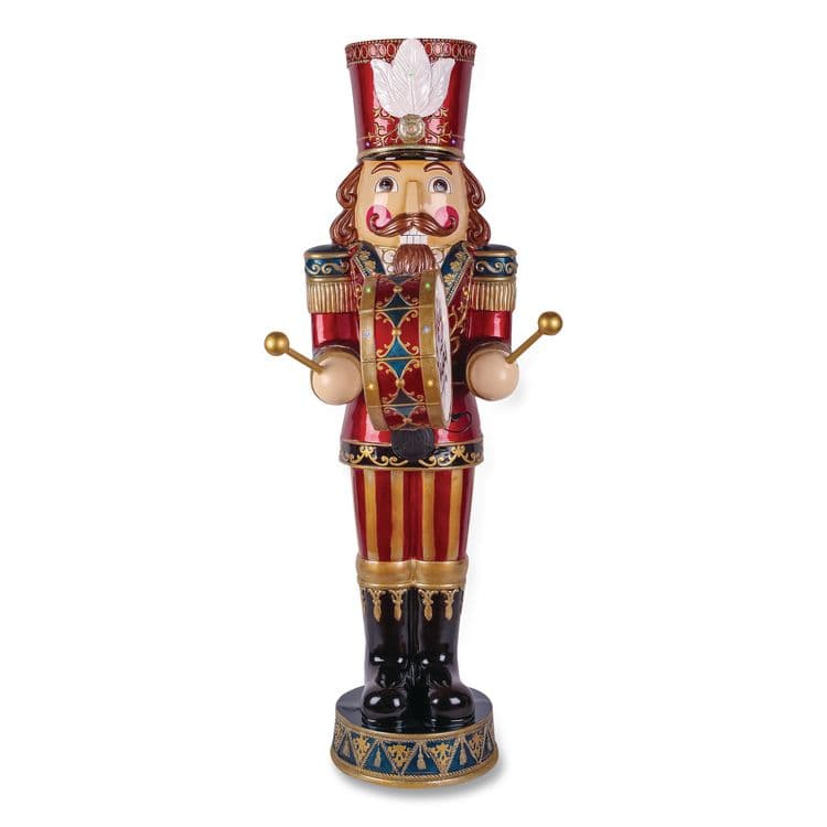 NATIONAL TREE COMPANY Animated Nutcracker, AC Powered, Blue/Green/Red/Yellow LED Lights, 22.25" x 18" x 58.5", Red (NTTBG20587A)