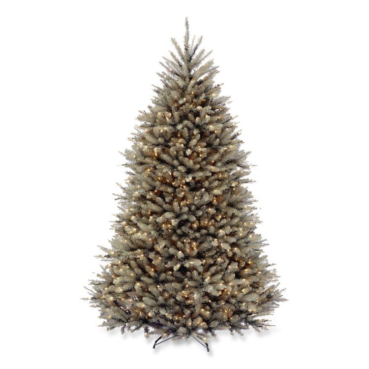 NATIONAL TREE COMPANY Pre-Lit Dunhill Fir Blue Spruce Tree, 59" x 59" x 90", Blue Tree, Green Tree Stand (NTTDUBH75LO)