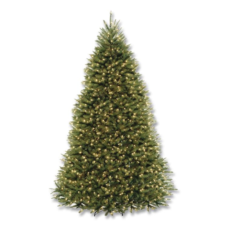 NATIONAL TREE COMPANY Pre-Lit Dunhill Fir Tree, 66" x 66" x 108", 900 Clear Lights, Green Tree, Green Tree Stand (NTTDUH90LO)