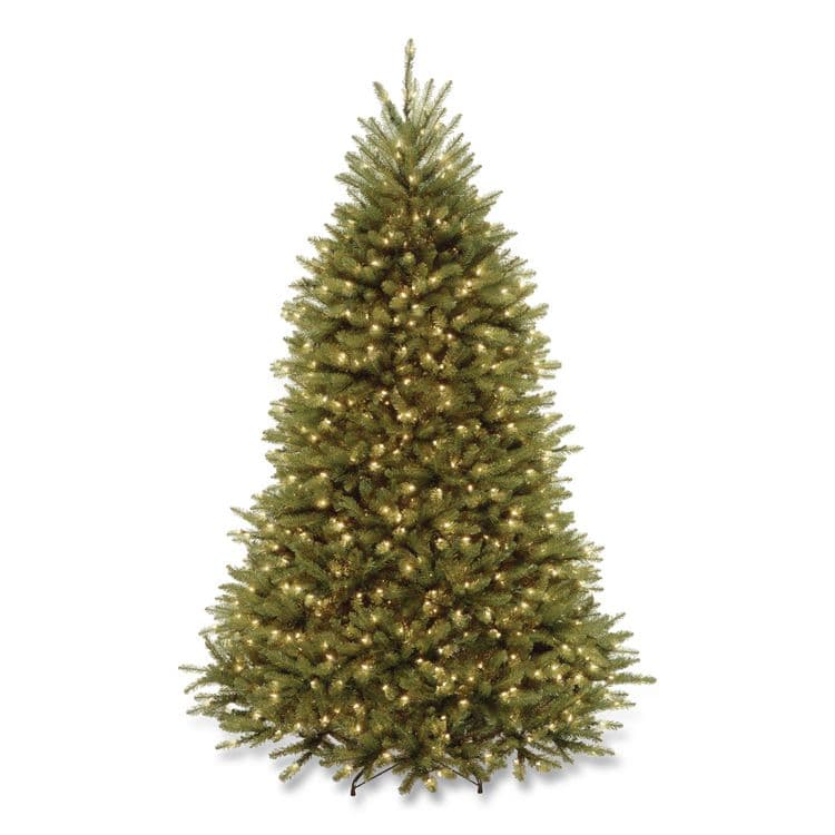 NATIONAL TREE COMPANY Pre-Lit Dunhill Fir Tree with PowerConnect, Clear Lights, 52" x 52" x 84", Green Tree, Green Tree Stand (NTTDUH3300P70)