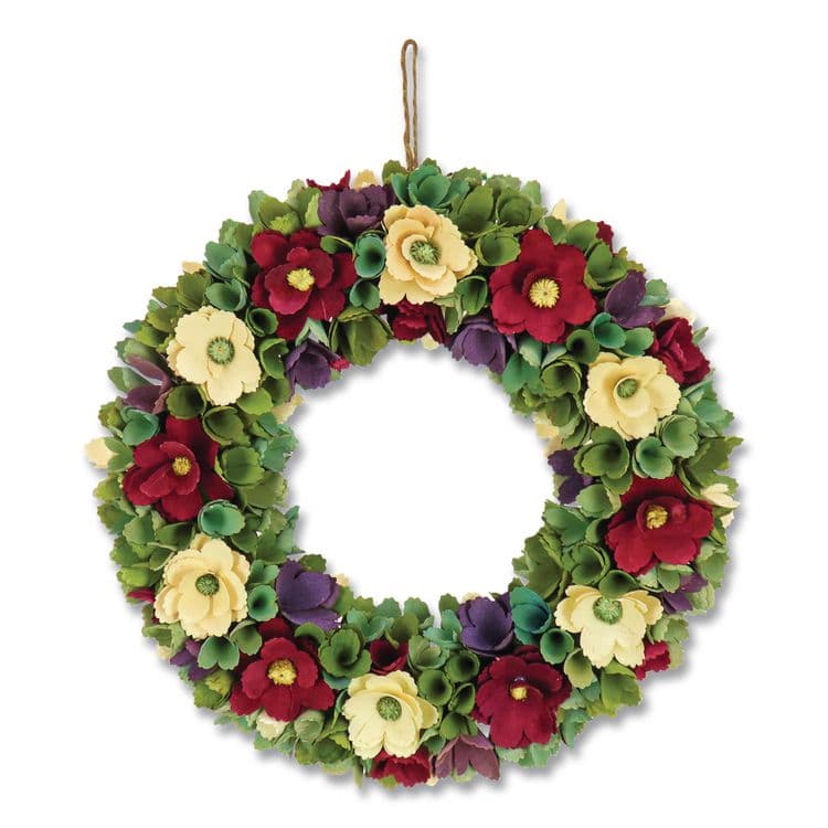 NATIONAL TREE COMPANY Red and Cream Floral Wreath, 18" x 18" x 3.93", Red (NTTEG79B0027181)